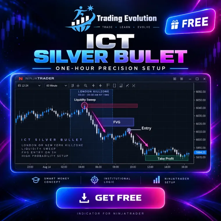 مؤشر ICT Silver Bullet على رسم بياني في NinjaTrader