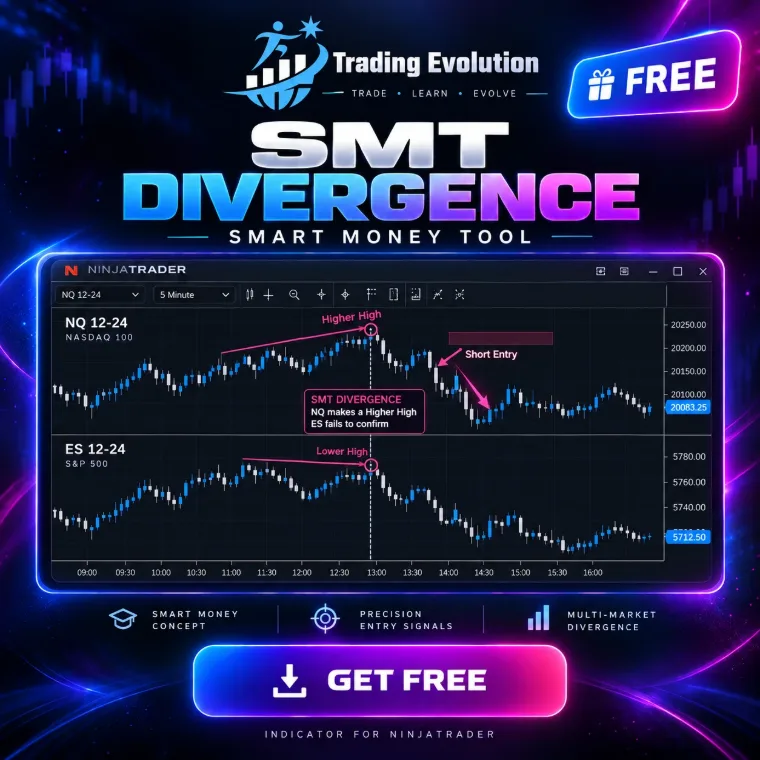 مؤشر SMT Divergence على رسمين بيانيين في NinjaTrader
